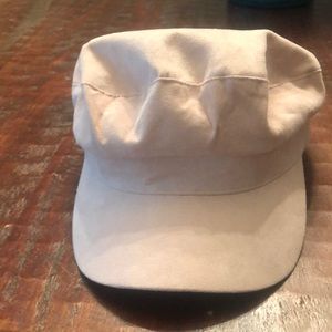 Pink faux suede captains hat